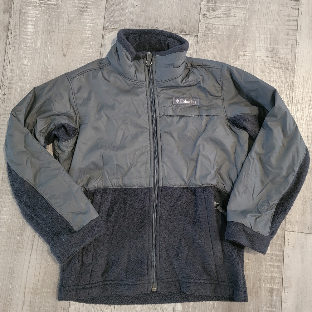 Columbia Boys Black Gray Fleece Lined Long Sleeve Full Zip Jacket